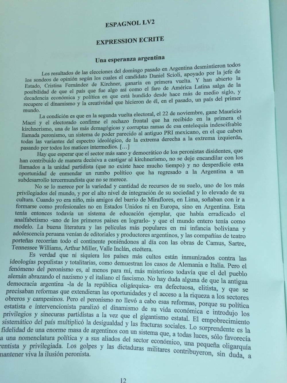 Sujet Espagnol LV2 CCIR 2016 - Page 3