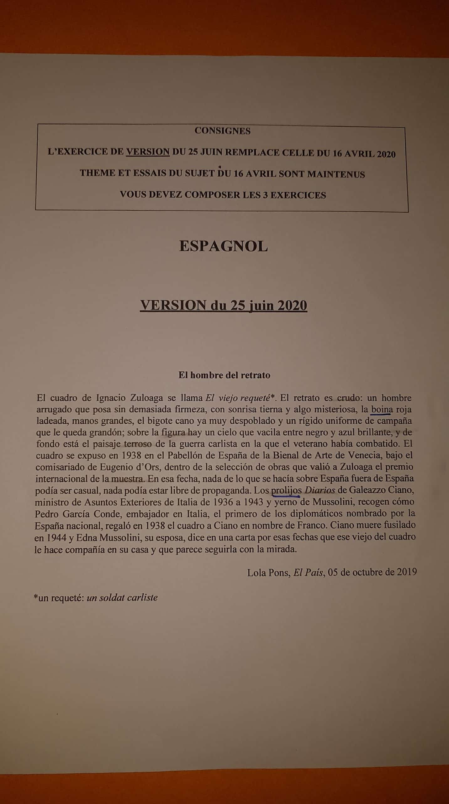 Version Espagnol Ecricome