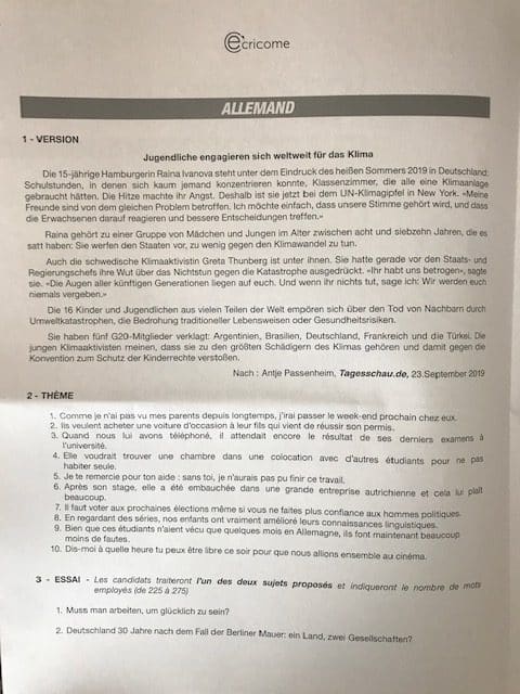 Allemand ECRICOME LV2 2020