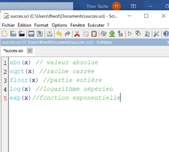 fonctions usuelles Scilab