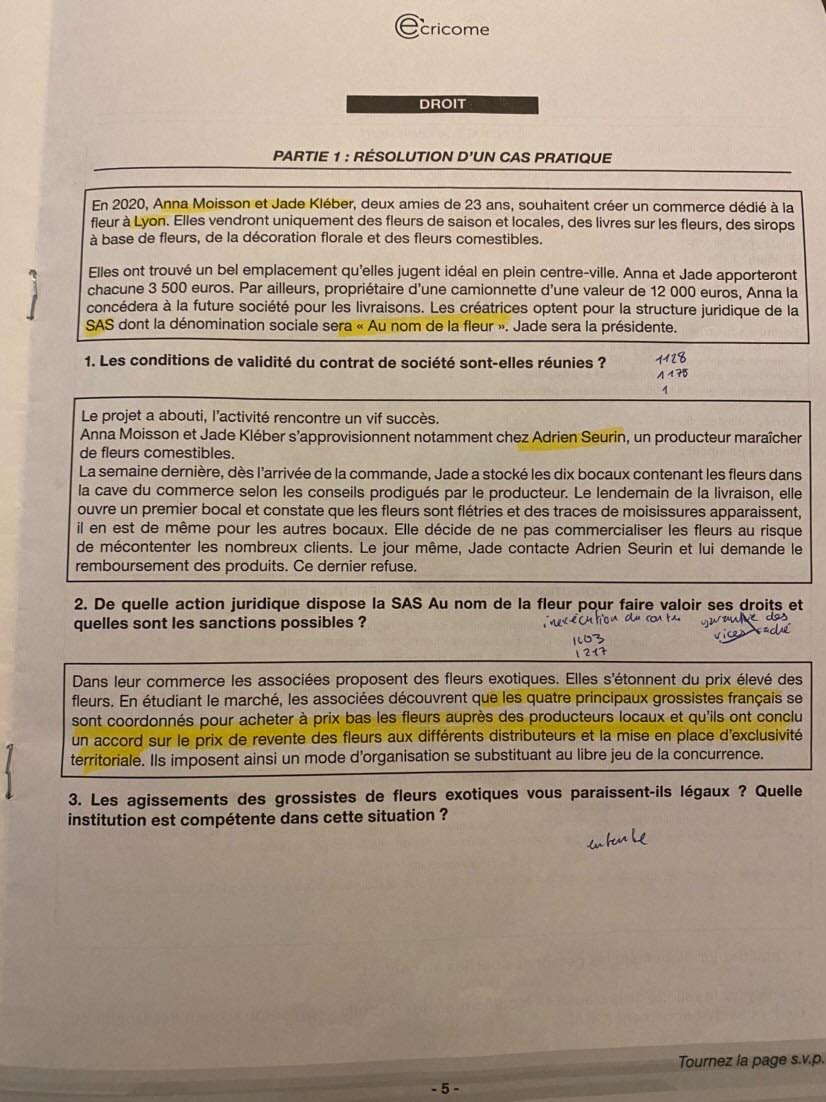 sujet Eco-droit Ecricome 2021