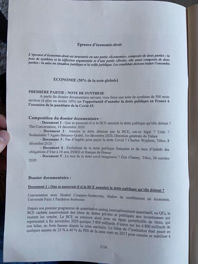 sujet Eco-Droit ESSEC 2021