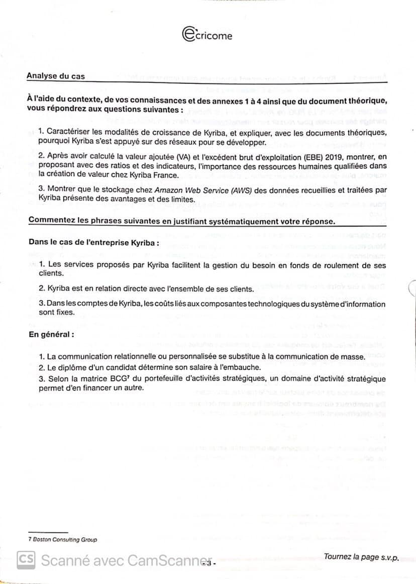 sujet Management-Gestion HEC 2021