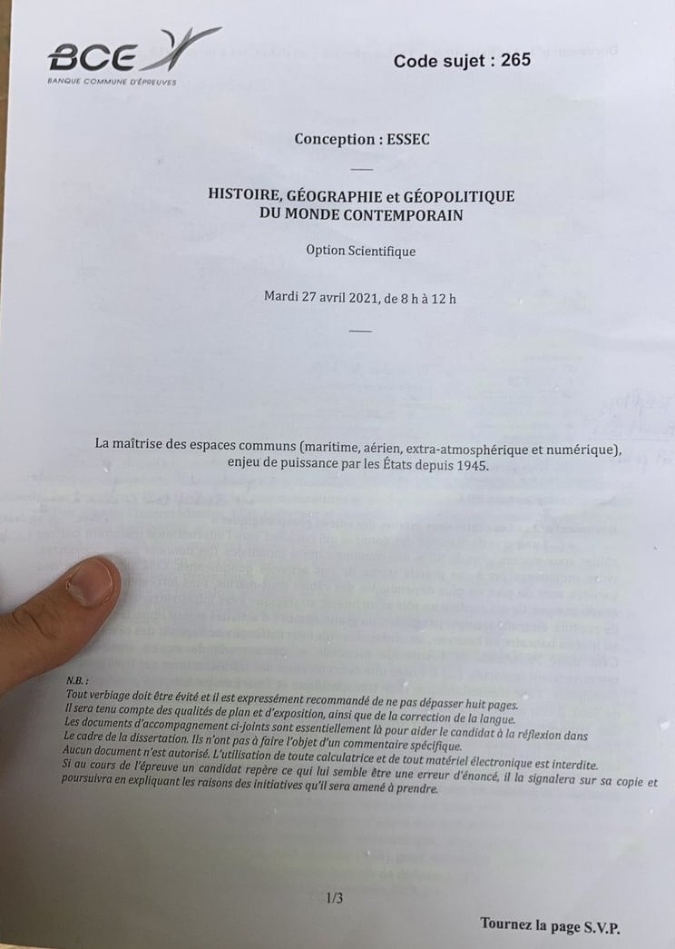 Sujet GEOPO ESSEC 2021