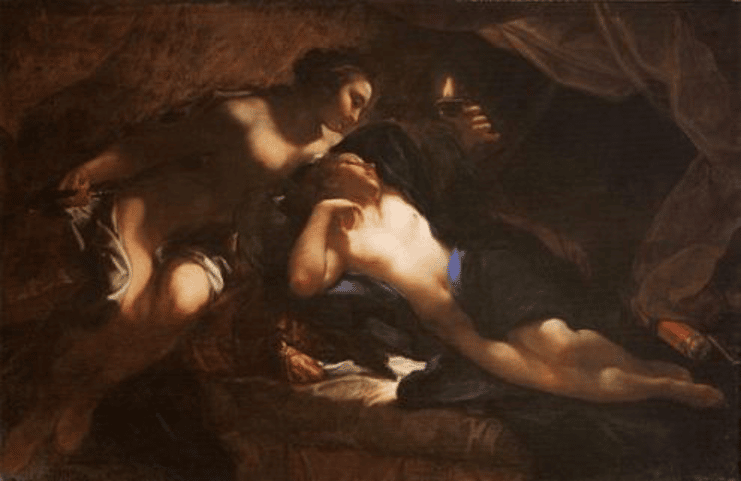 Psyché découvre Éros : peinture de Benedetto Lutti - 1720