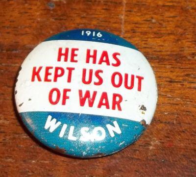Un badge pro-Wilson lors de la campagne d'élection américaine de 1916