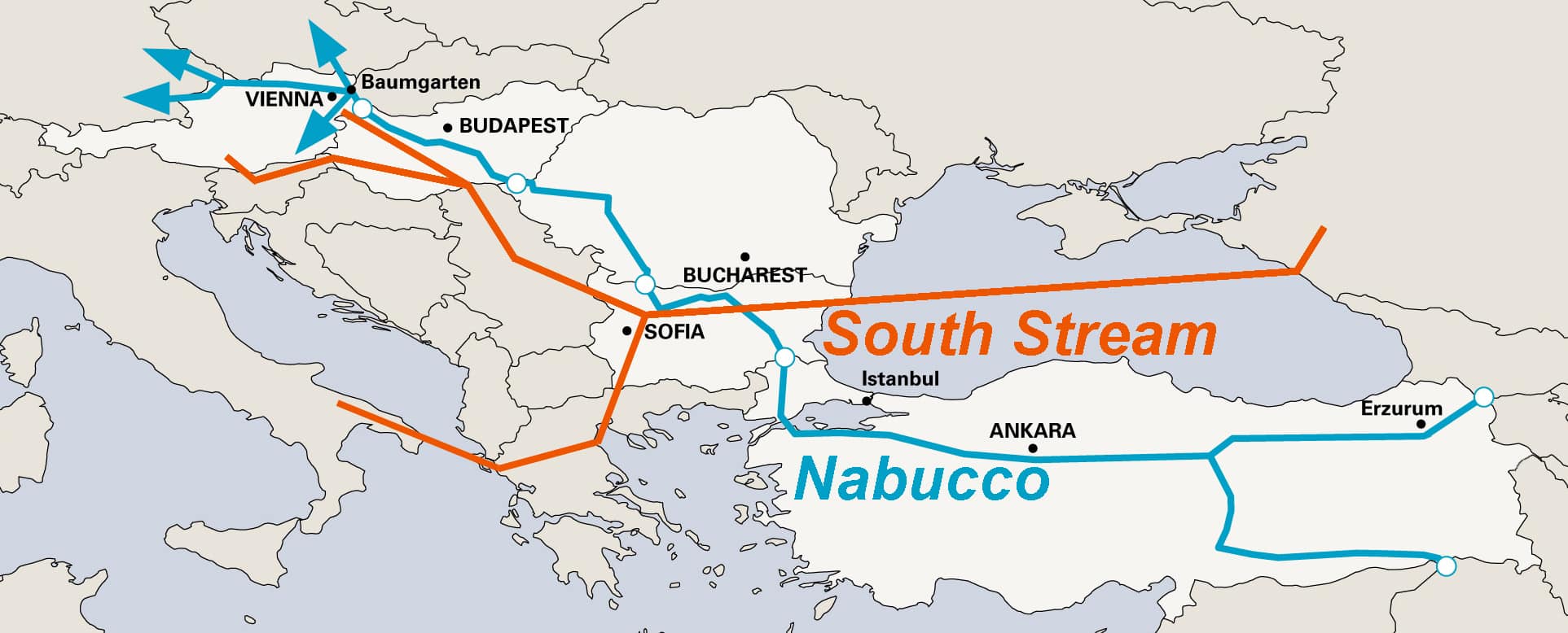 Projets Nabucco vs South Stream