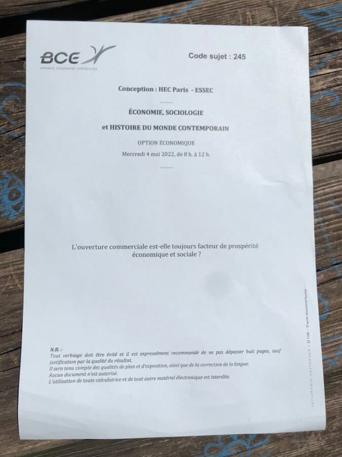 sujet ESH HEC ESSEC 2022